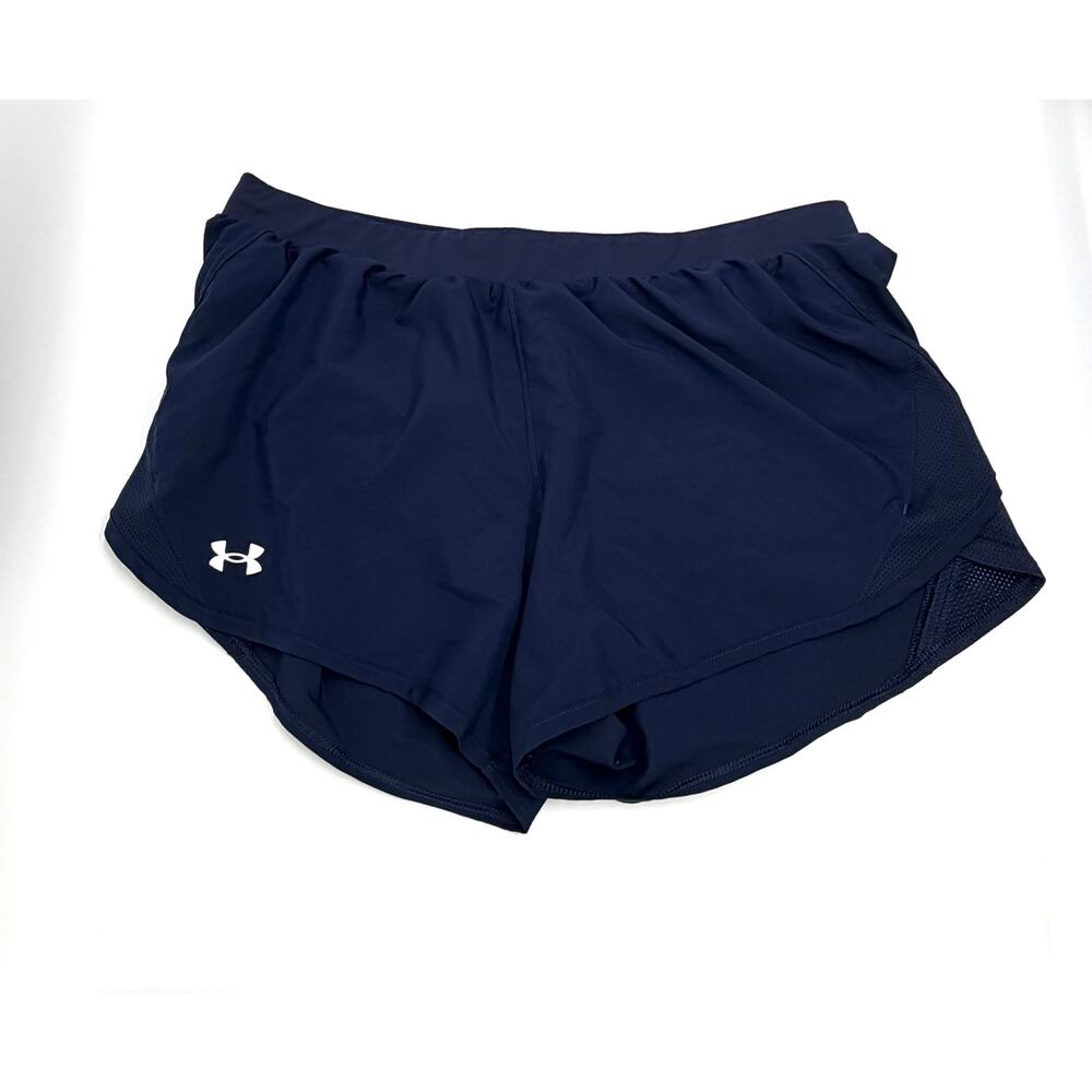 Under Armour HeatGear Shorts Womens Large Navy Athletic Running Lined